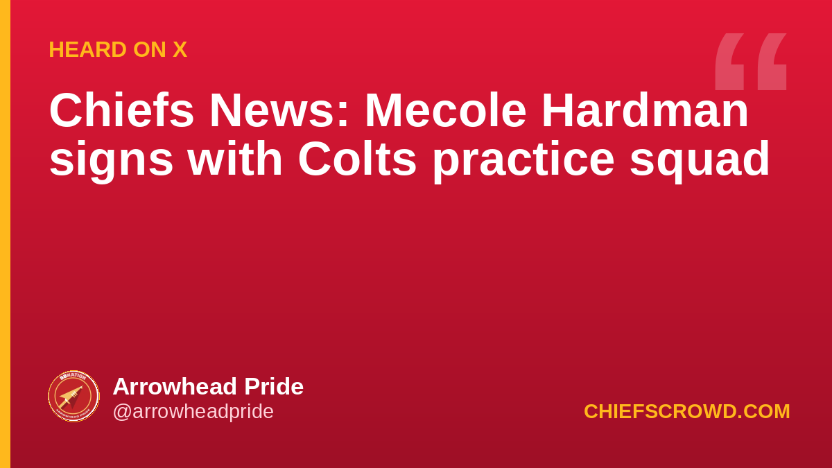 Chiefs News: Mecole Hardman signs with Colts practice squad